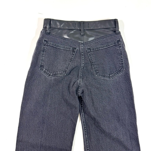 Abercrombie 90s Relaxed Jeans High Rise Mixed Material Faux Leather - Picture 5 of 11